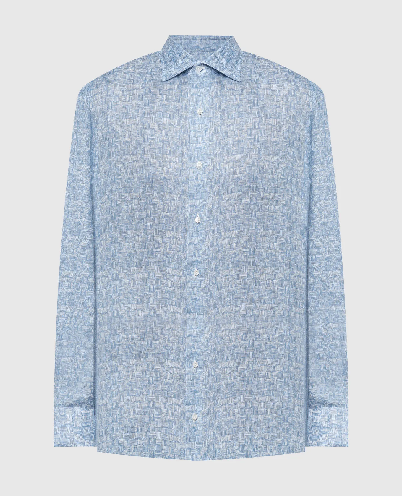 ISAIA Blue shirt made of linen in a print