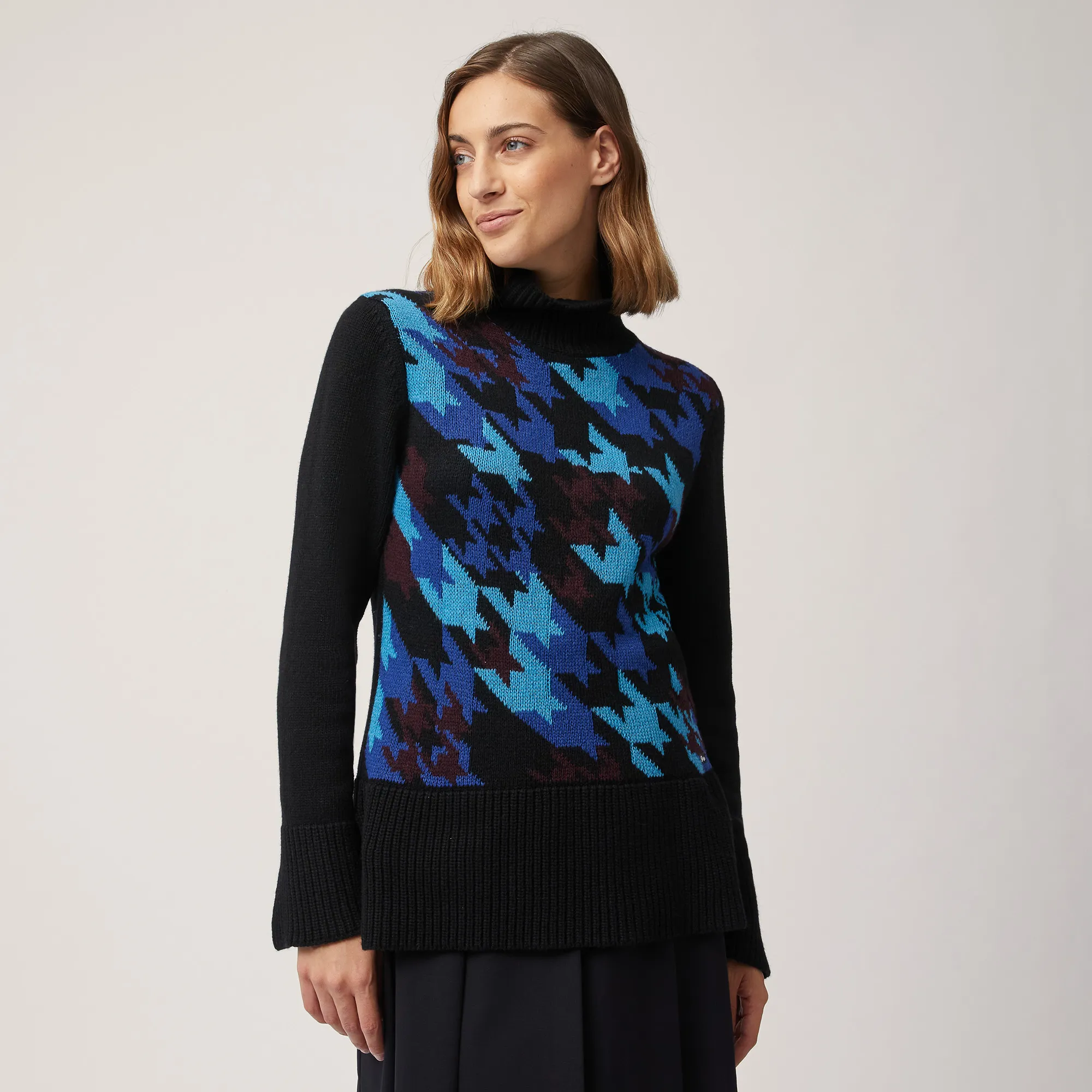 Jersey con motivo de pata de gallo en jacquard
