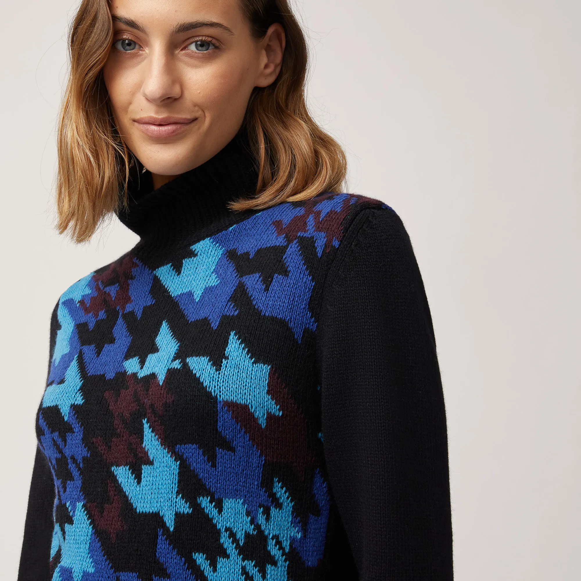 Jersey con motivo de pata de gallo en jacquard
