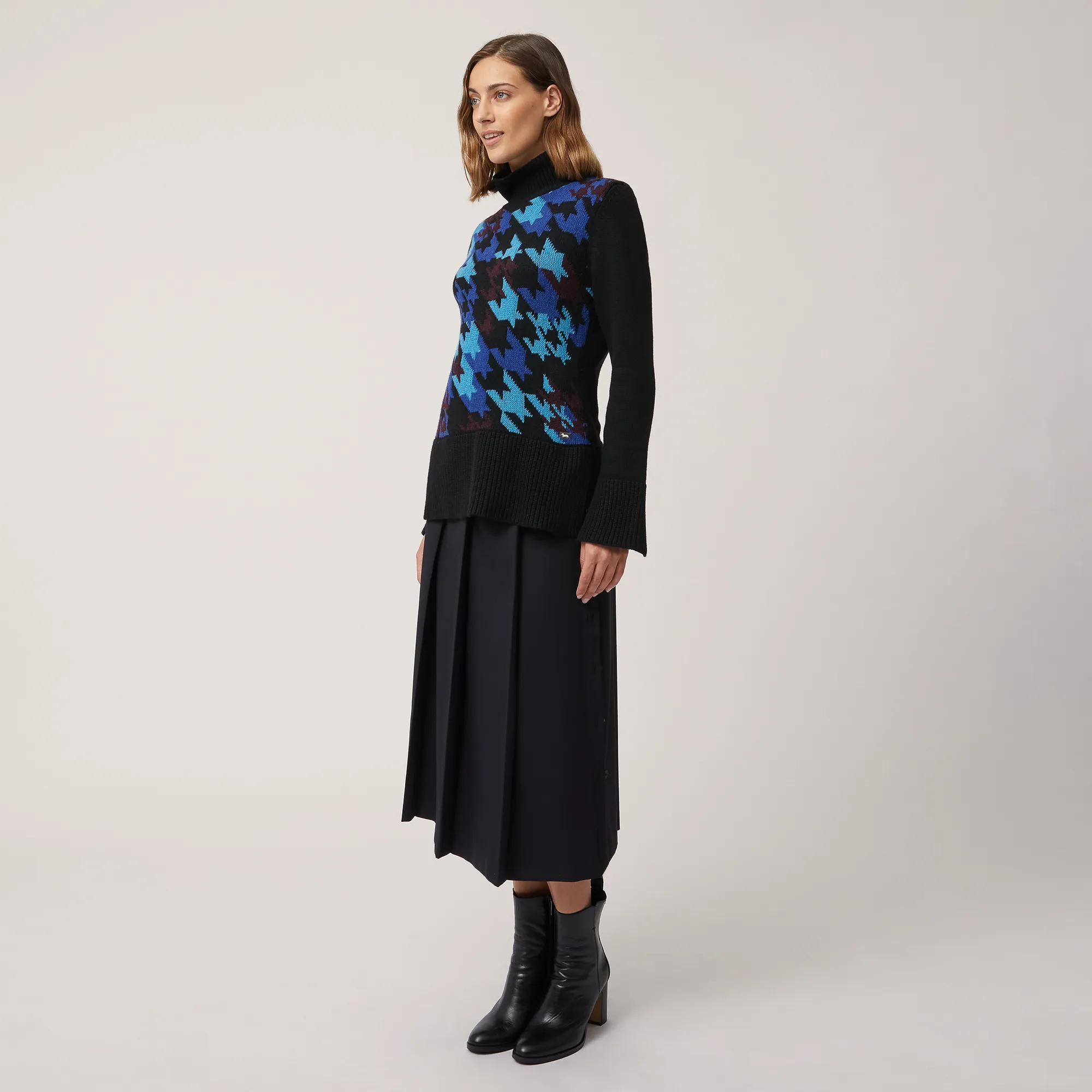 Jersey con motivo de pata de gallo en jacquard