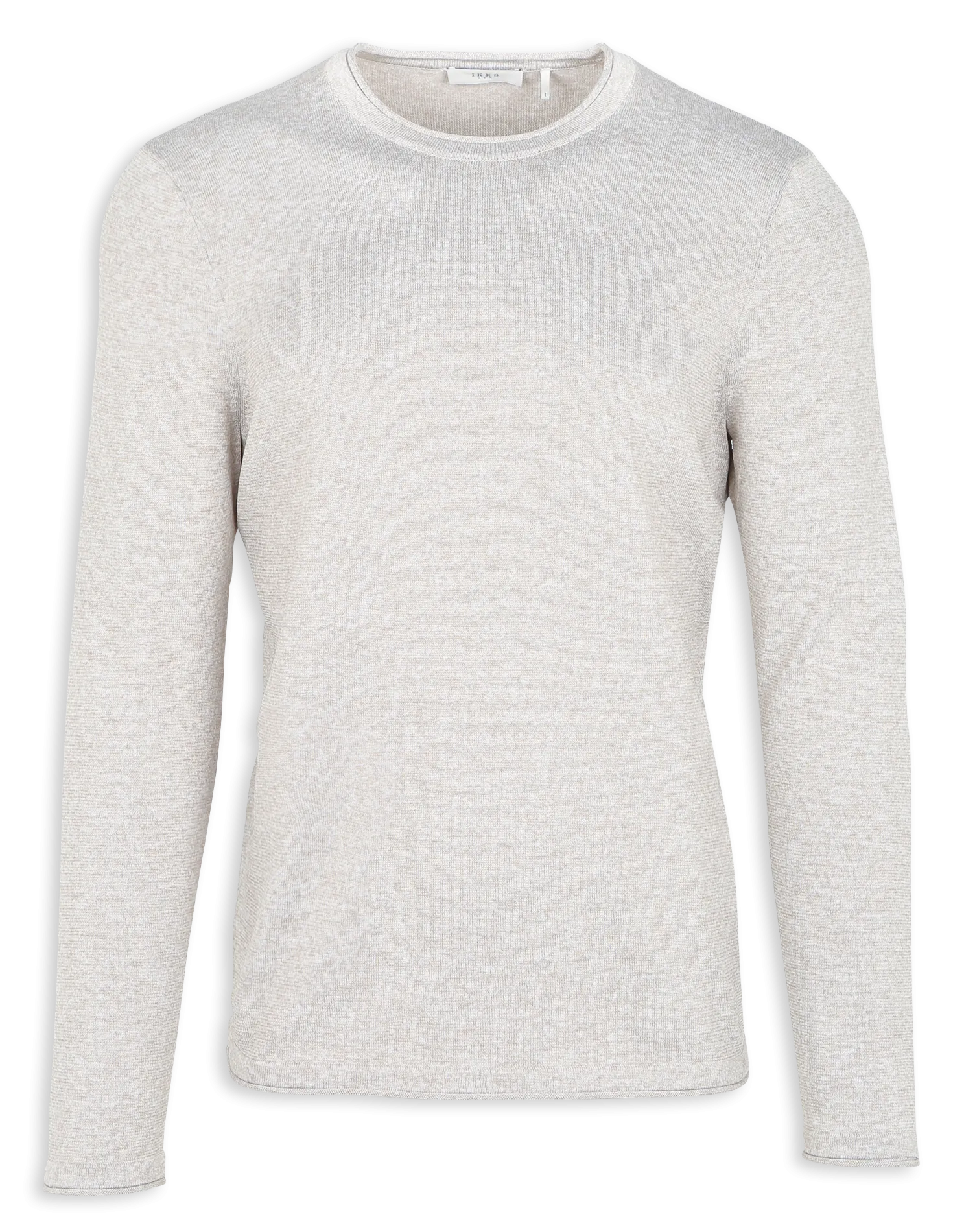 Jersey de cuello redondo recto jaspeado en beige