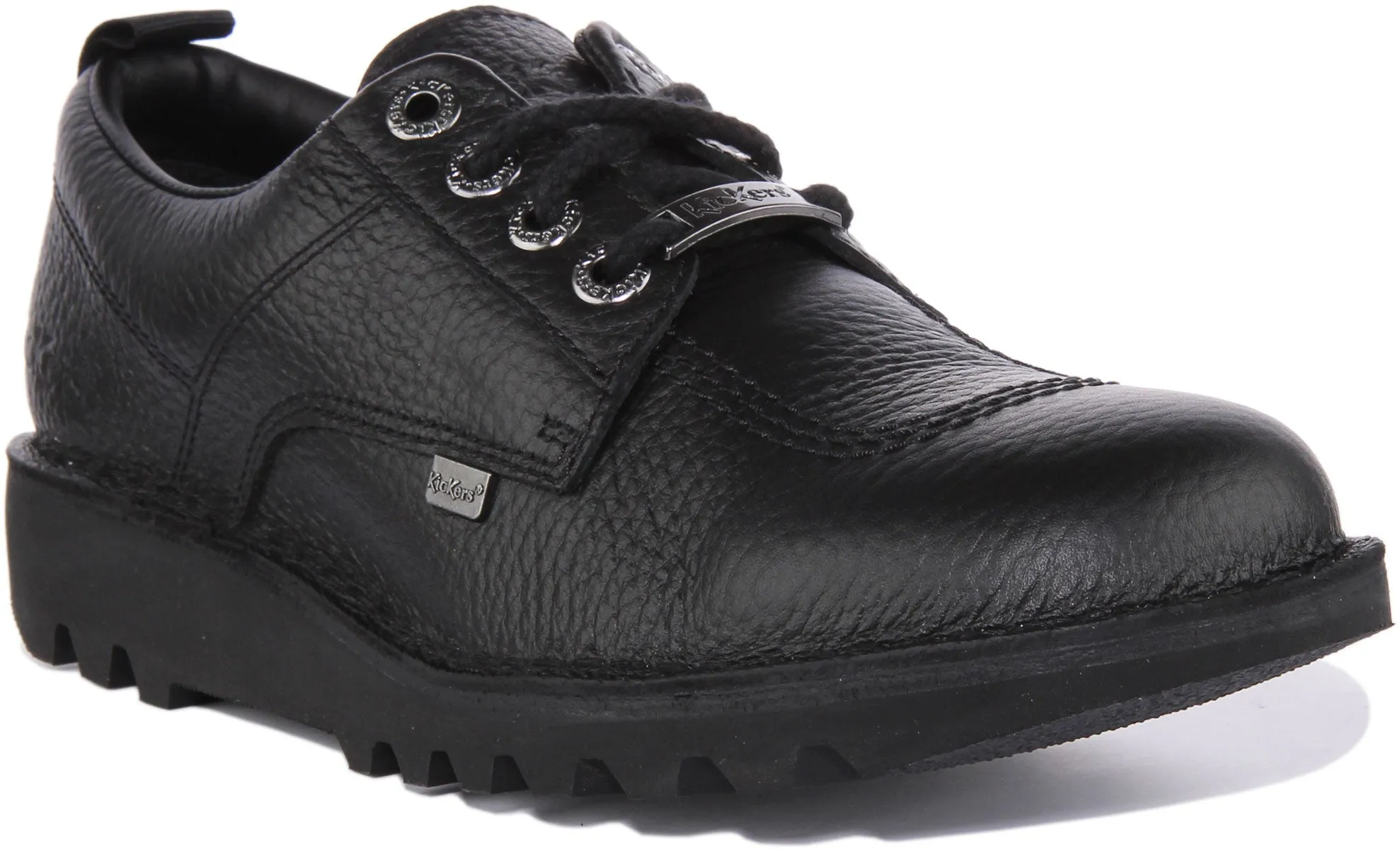 Kickers Kick Lo Tumble Zapatos de cuero de primera calidad con cordones para en negro