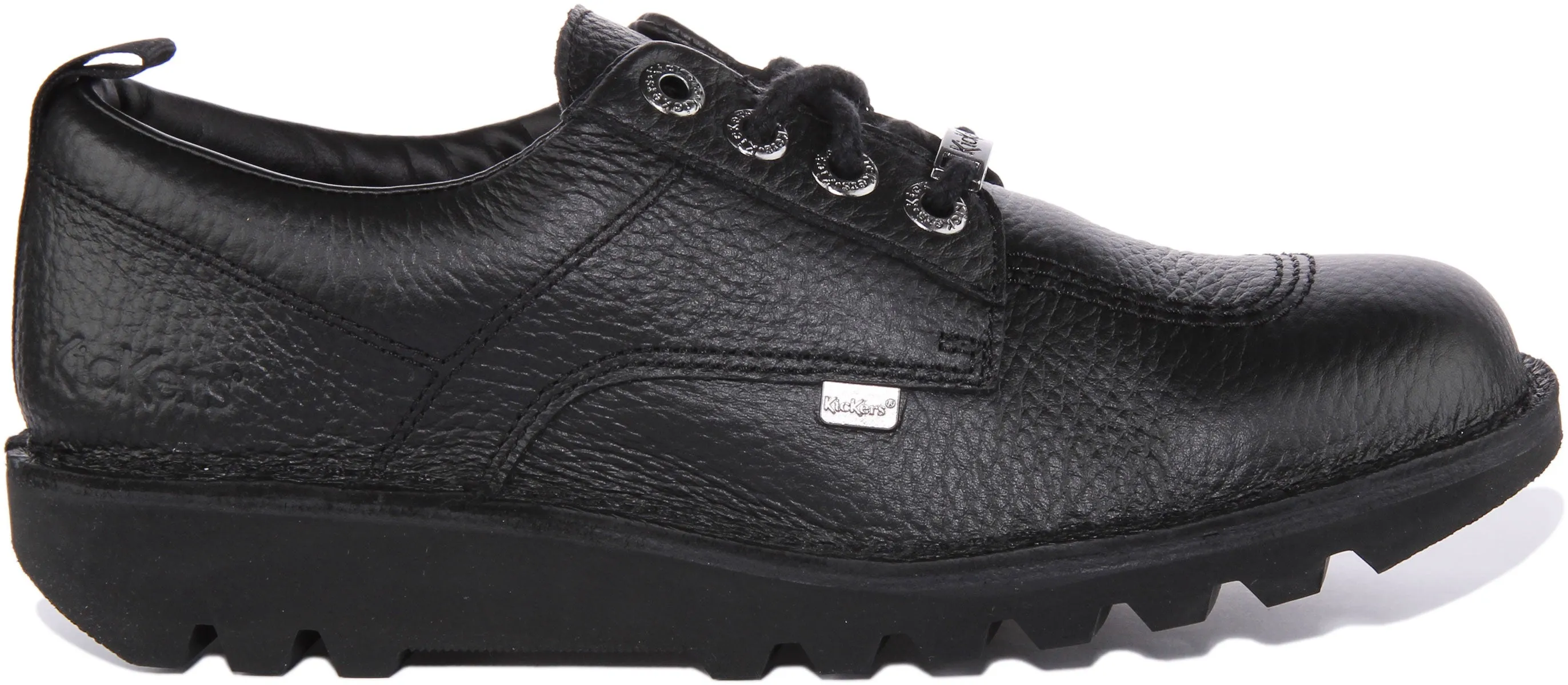 Kickers Kick Lo Tumble Zapatos de cuero de primera calidad con cordones para en negro