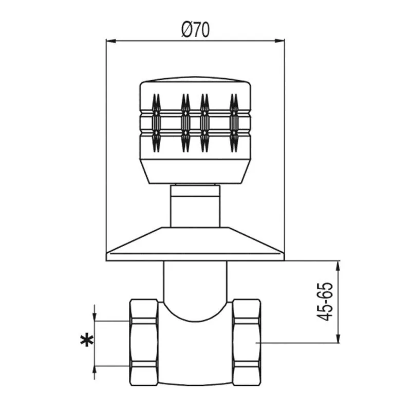 LLAVE DE PASO EMPOTRAR ESE23 Ø 18MM CALIENTE TRES