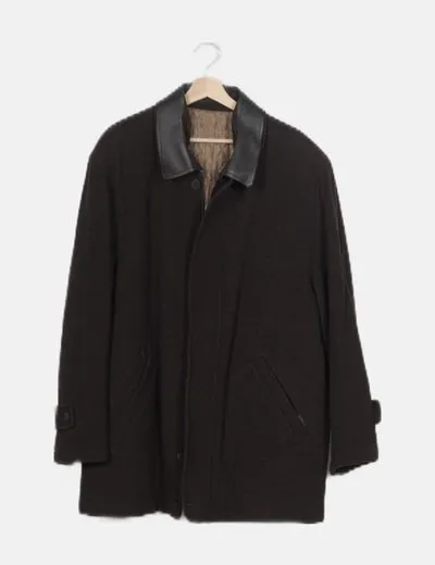 Mac Clow`s Chaqueta paño marrón oscuro detalle cuello piel