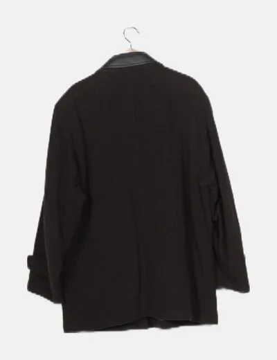 Mac Clow`s Chaqueta paño marrón oscuro detalle cuello piel