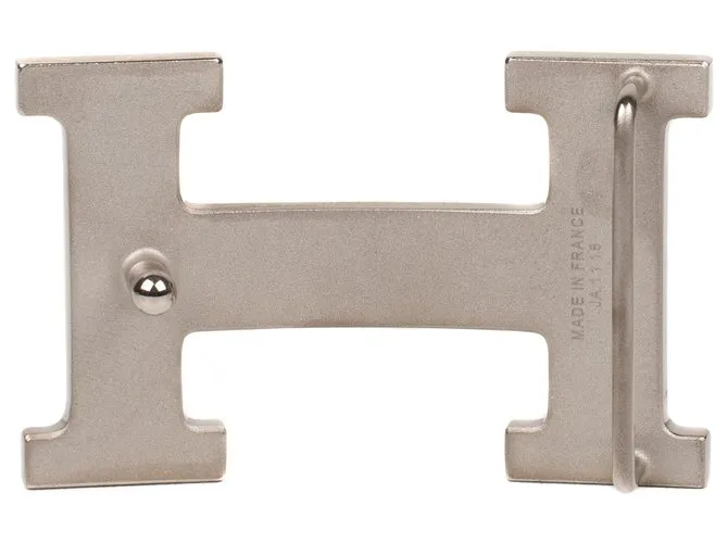 Magnífico modelo de hebilla de cinturón de Hermès "Guillochee", ¡Nueva condición! Plata 