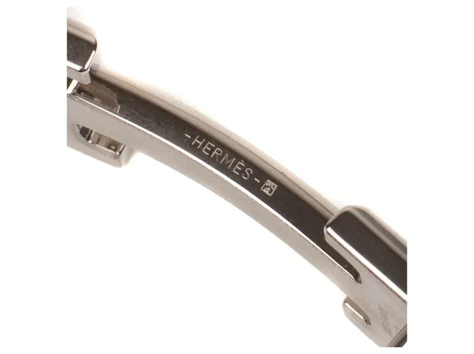 Magnífico modelo de hebilla de cinturón de Hermès "Guillochee", ¡Nueva condición! Plata 
