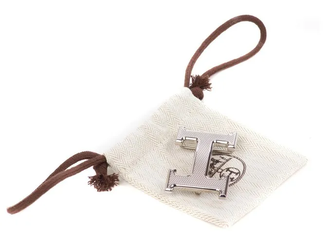 Magnífico modelo de hebilla de cinturón de Hermès "Guillochee", ¡Nueva condición! Plata 