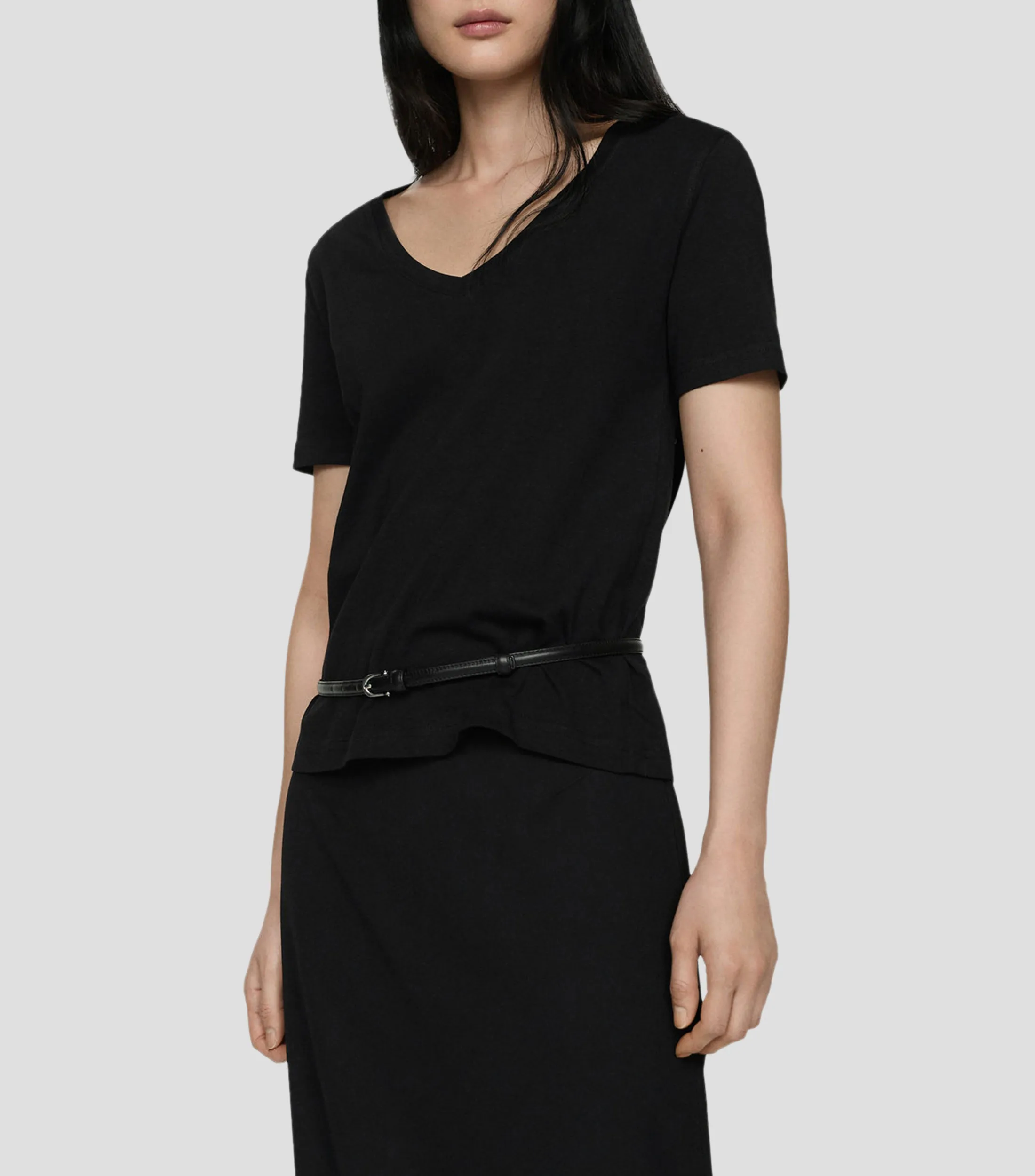 Mango Playera cuello V manga corta Mujer