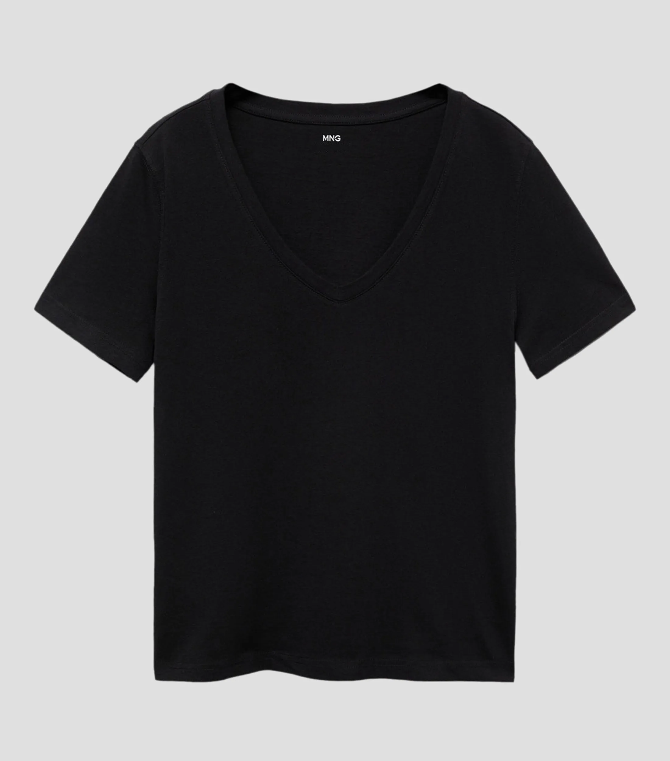 Mango Playera cuello V manga corta Mujer