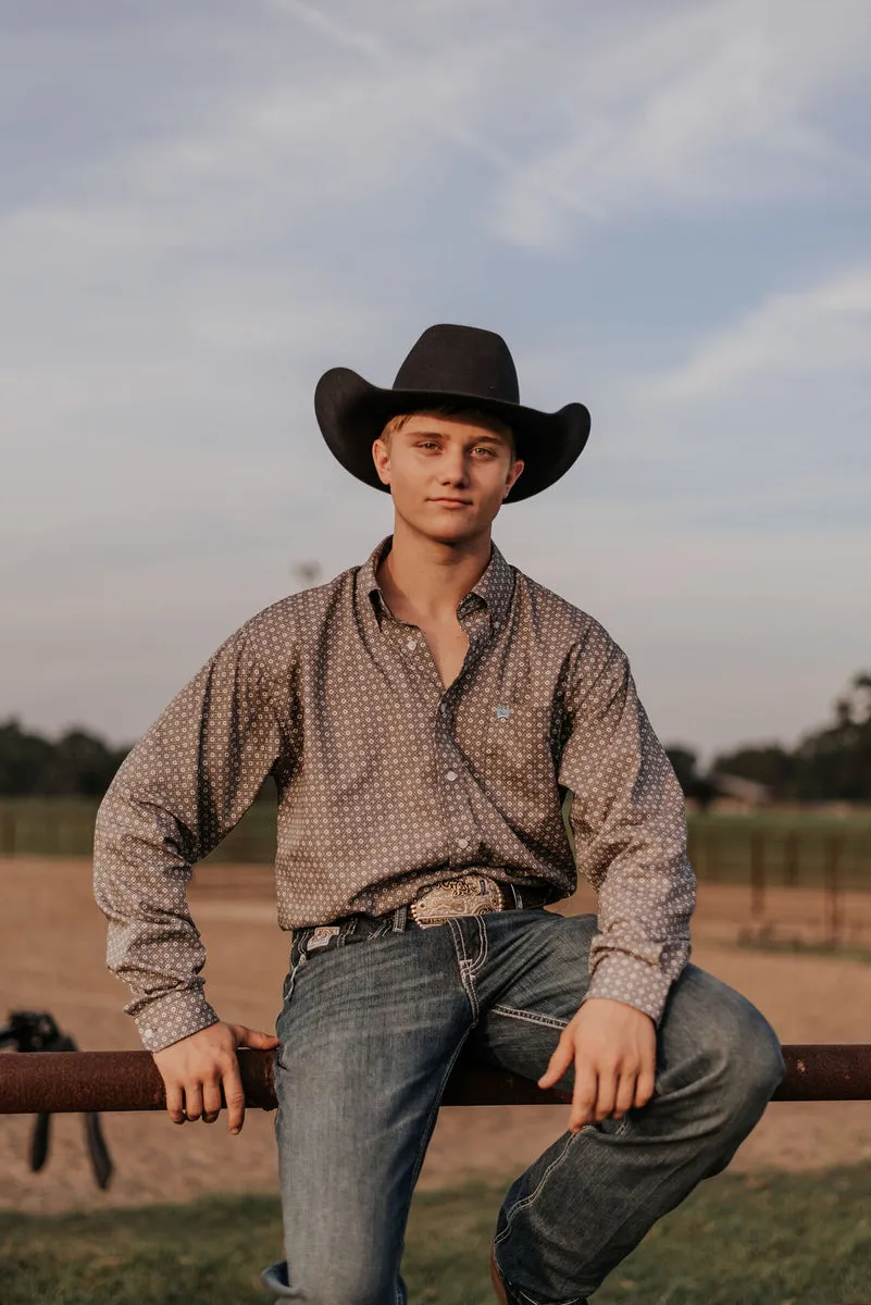 MEN'S CINCH MEDALLION PRINT BLUE SHIRT