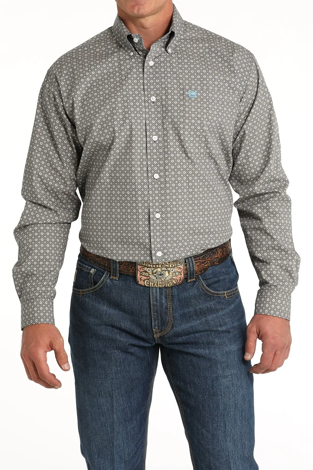 MEN'S CINCH MEDALLION PRINT BLUE SHIRT