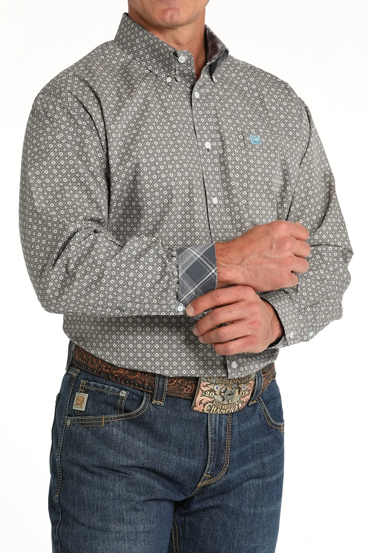 MEN'S CINCH MEDALLION PRINT BLUE SHIRT
