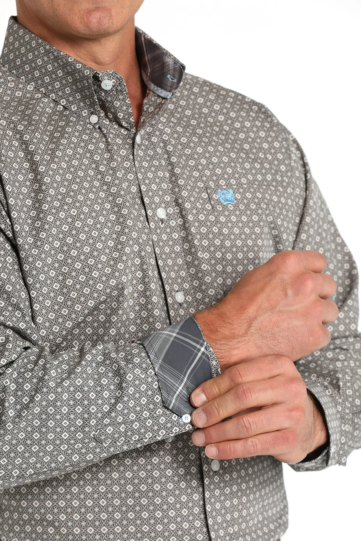 MEN'S CINCH MEDALLION PRINT BLUE SHIRT