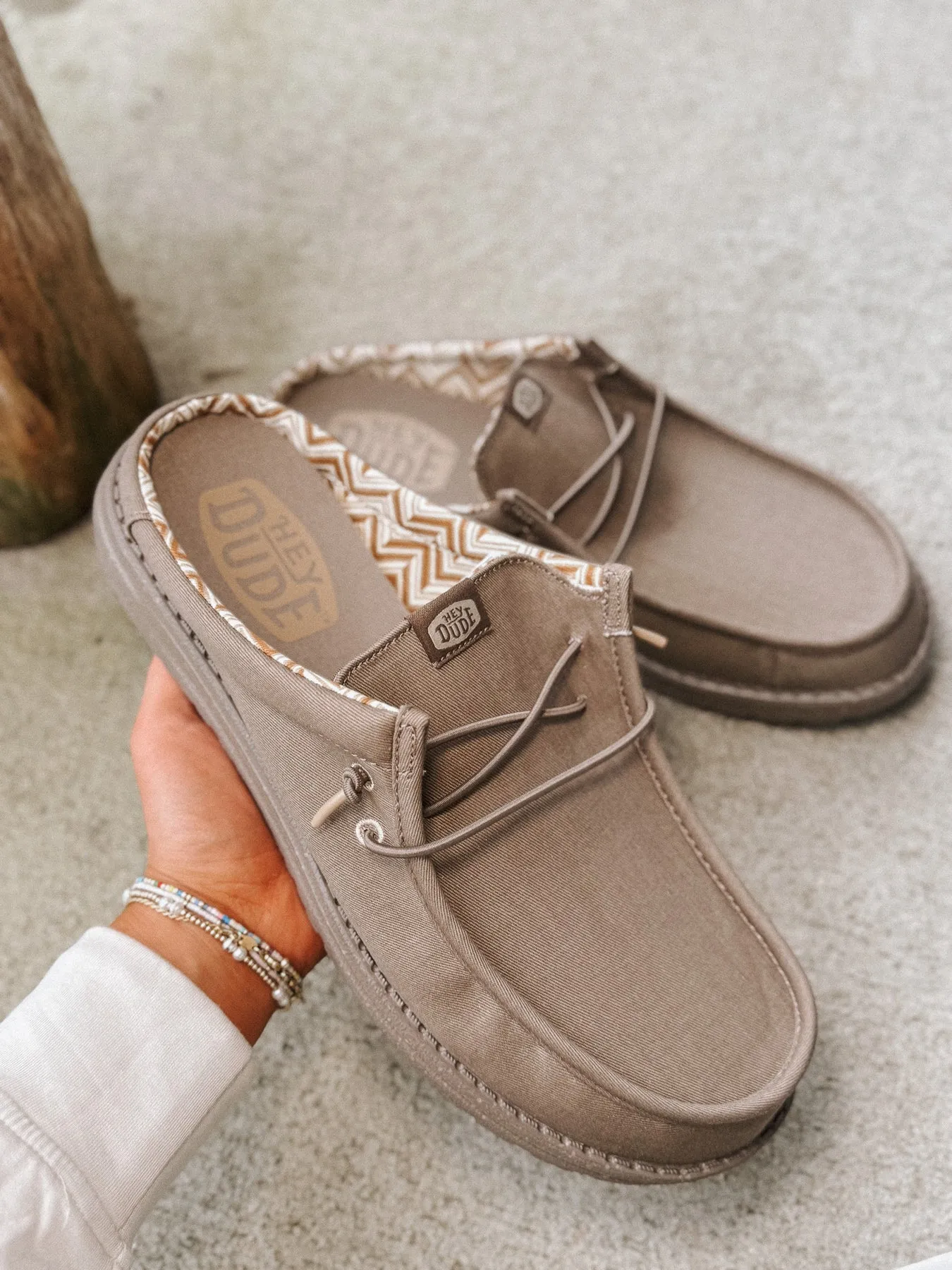 MEN'S HEY DUDE WALLY SLIP STRETCH CANVAS WALNUT
