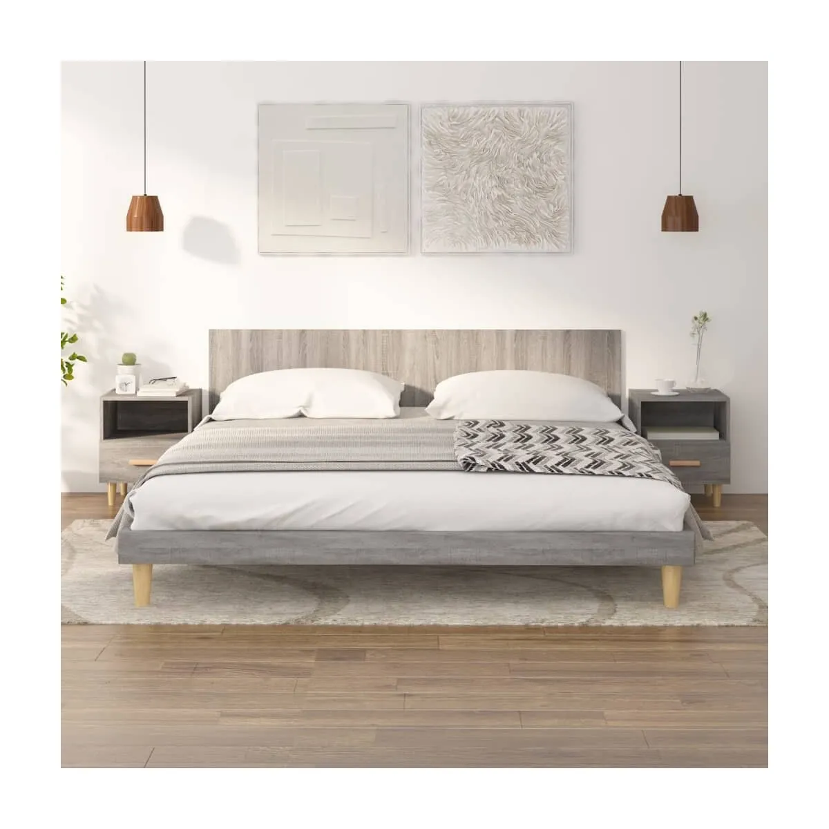 Mesitas de noche 2 unidades color gris Sonoma 40x35x47 cm