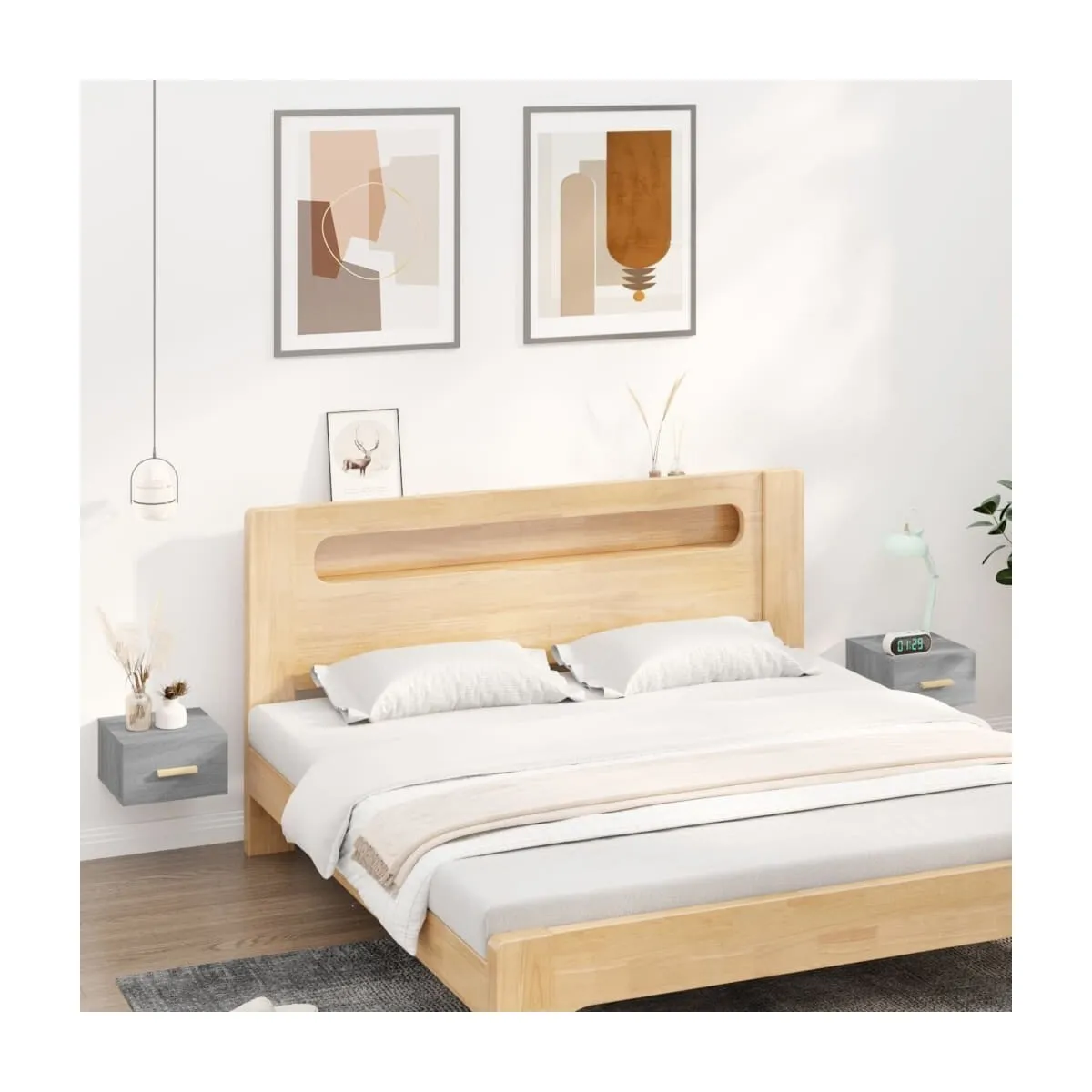 Mesitas de noche de pared 2 uds color gris Sonoma 35x35x20 cm