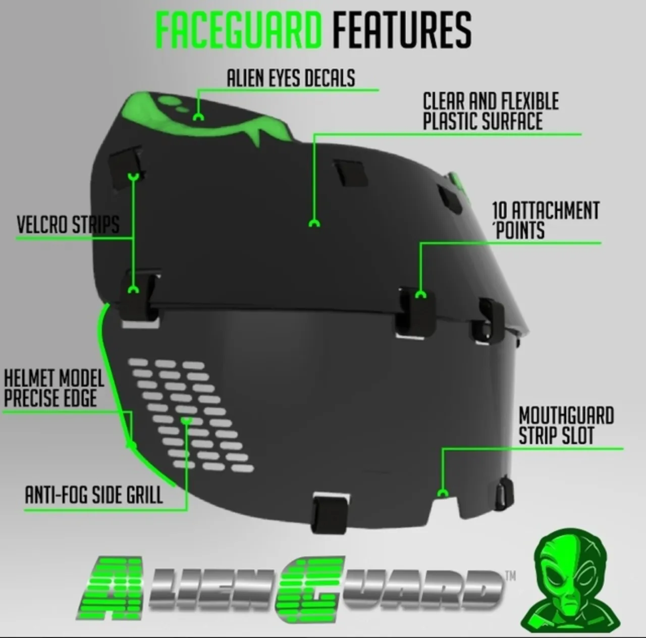 Mica Completa Flexible para Casco de Americano Alien Guard Transparente
