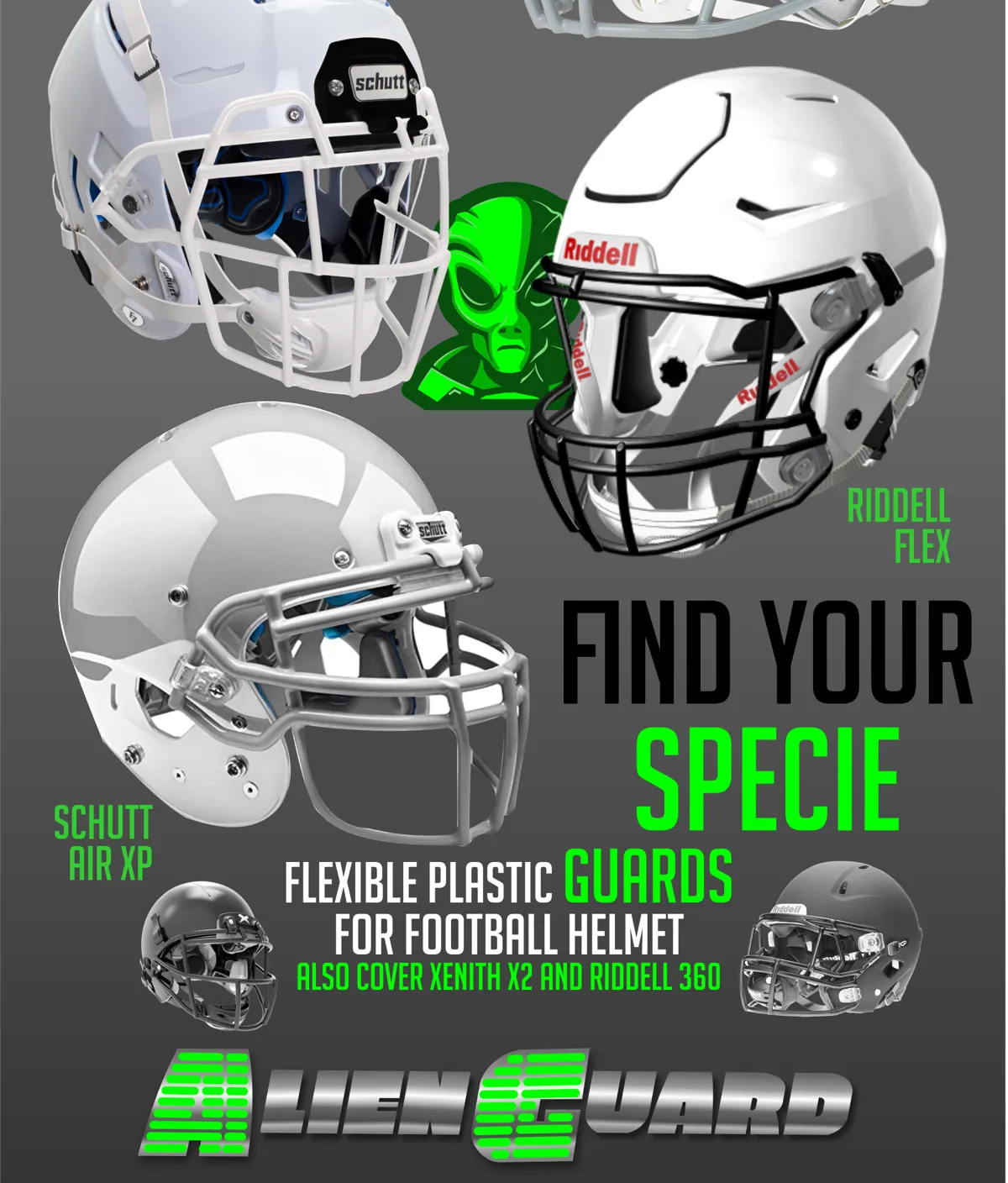 Mica Completa Flexible para Casco de Americano Alien Guard Transparente
