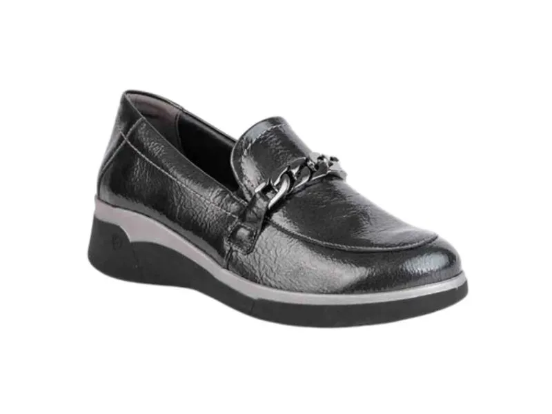 MOCASÍN PARA MUJER EN CHAROL SUAVE COLOR GRIS 3581
