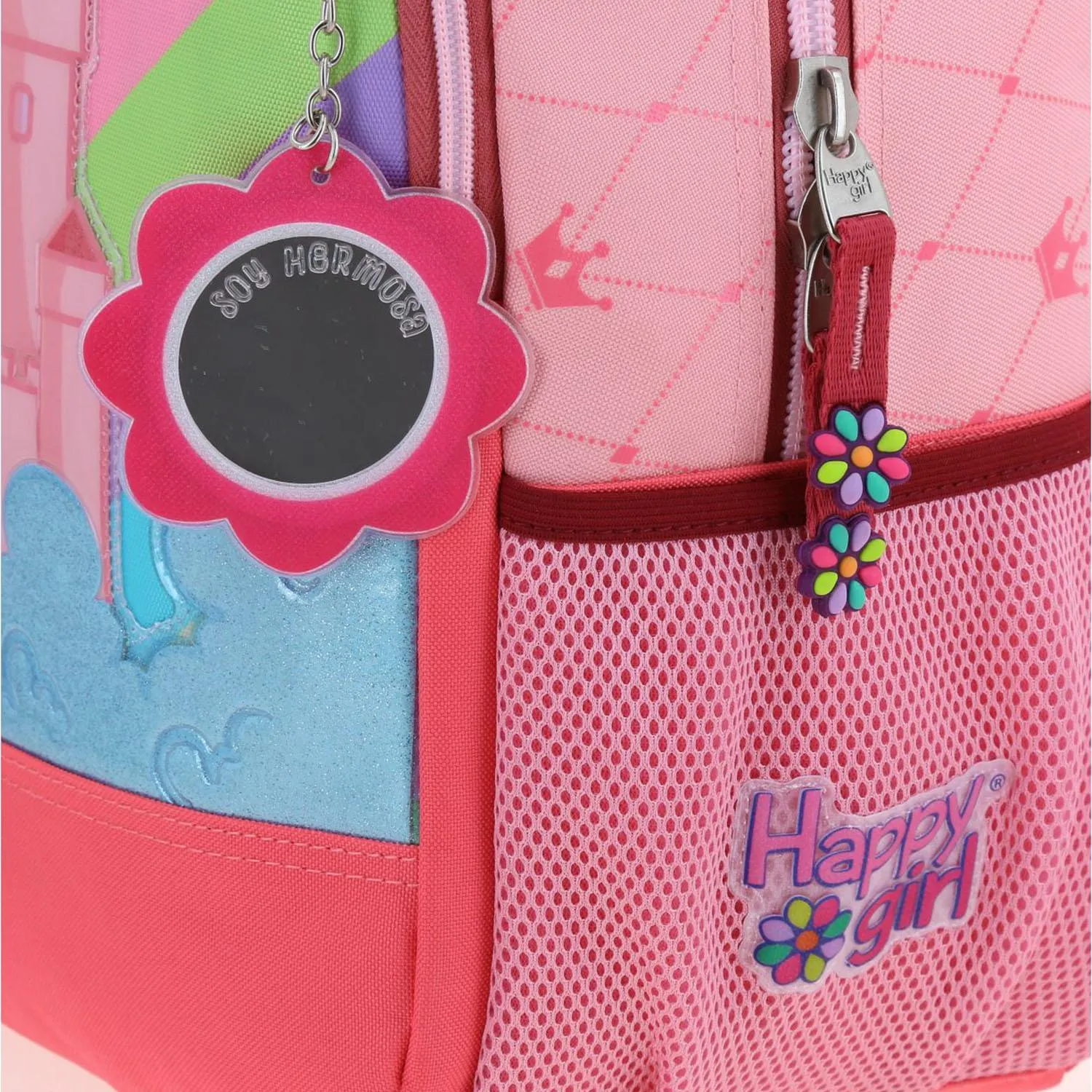 Mochila Rosa Grande Porta Tablet Para Nia Happy Girl By Chenson Cast