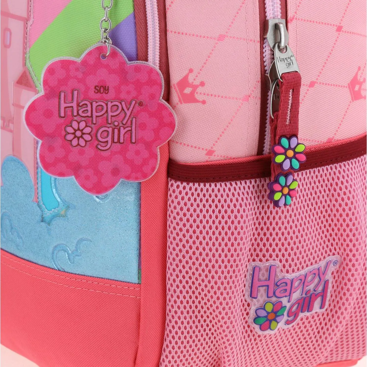 Mochila Rosa Grande Porta Tablet Para Nia Happy Girl By Chenson Cast