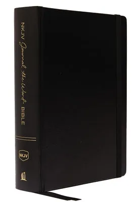 NKJV, Journal the Word Bible, Large Print, Hardcover, Black, Red Letter Edition: Reflect, Journal, or Create Art Next to Your Fa