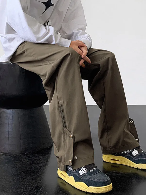 Pantalones cargo impermeables con cremallera informal para hombre