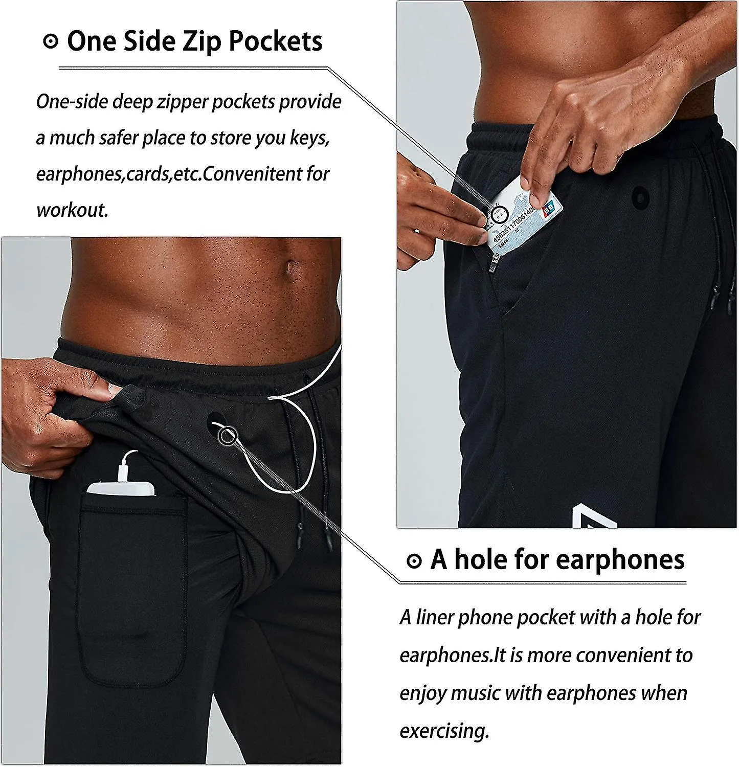 Pantalones cortos para correr 2 en 1 con teléfono Pocket Gym Workout Quick Dry Mens Shorts 5 pulgadas