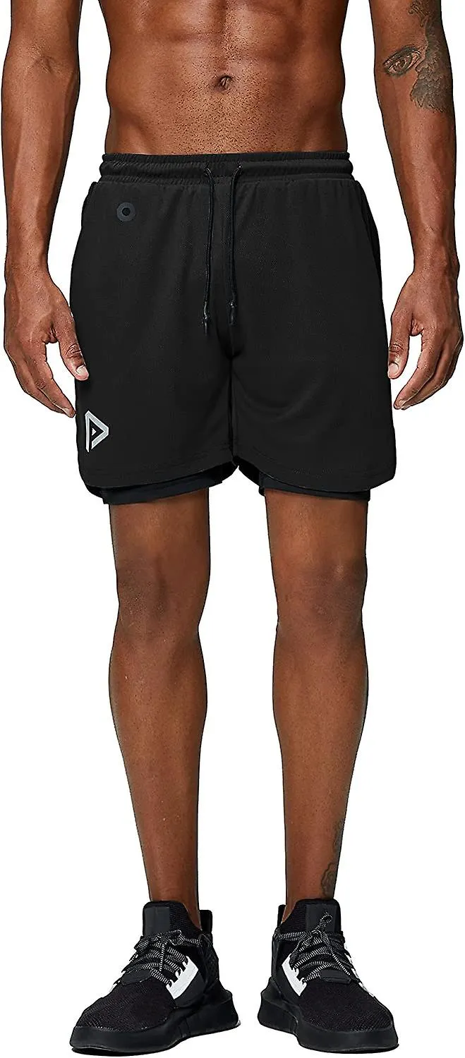 Pantalones cortos para correr 2 en 1 con teléfono Pocket Gym Workout Quick Dry Mens Shorts 5 pulgadas