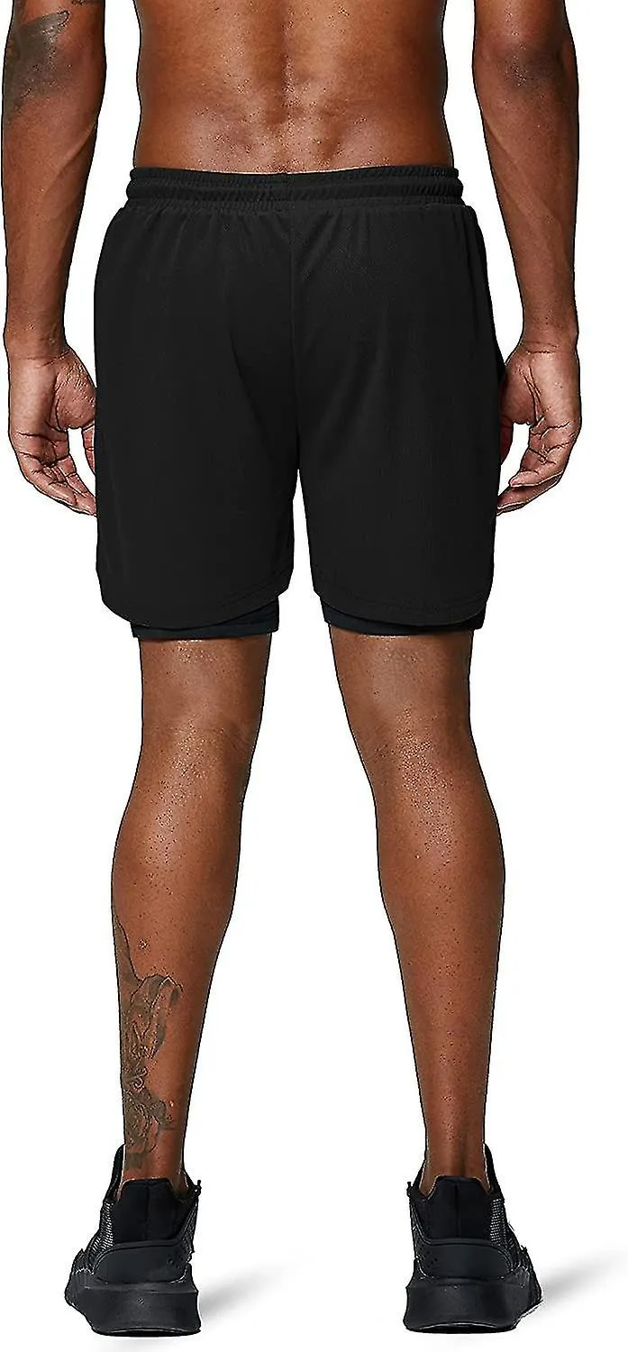 Pantalones cortos para correr 2 en 1 con teléfono Pocket Gym Workout Quick Dry Mens Shorts 5 pulgadas