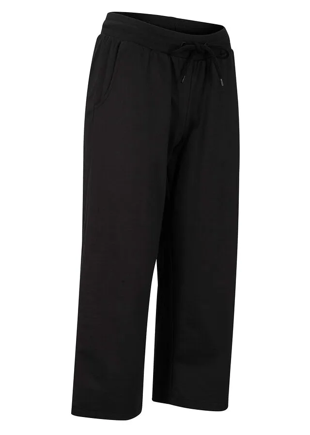 Pantalón de chándal de algodón orgánico hasta la pantorrilla Negro