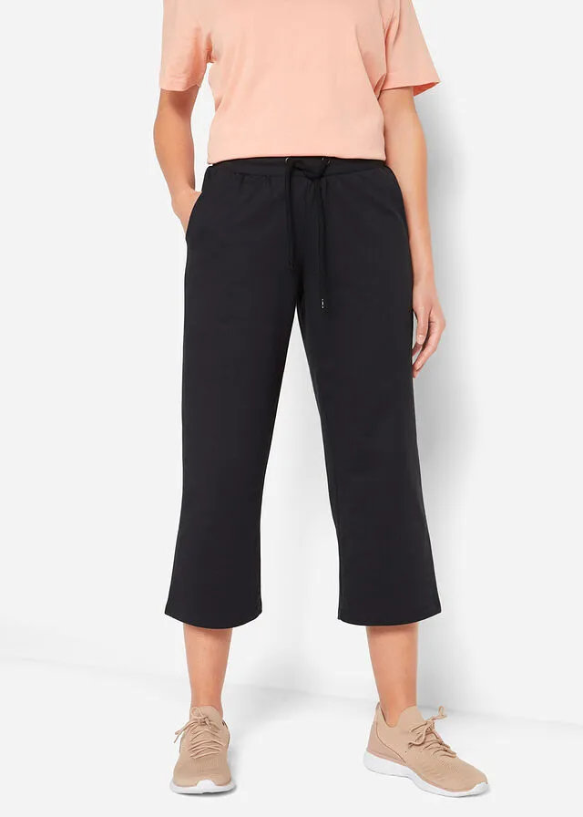 Pantalón de chándal de algodón orgánico hasta la pantorrilla Negro