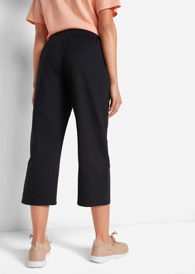 Pantalón de chándal de algodón orgánico hasta la pantorrilla Negro