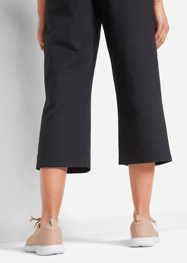 Pantalón de chándal de algodón orgánico hasta la pantorrilla Negro