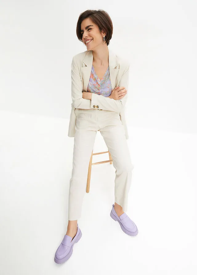 Pantalón de lino gris guijarro