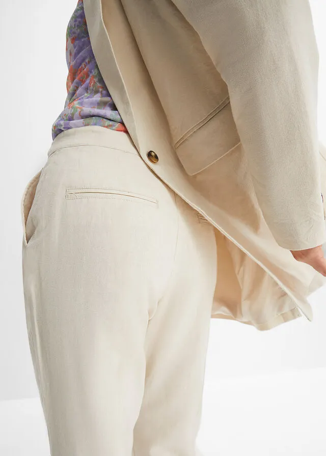 Pantalón de lino gris guijarro