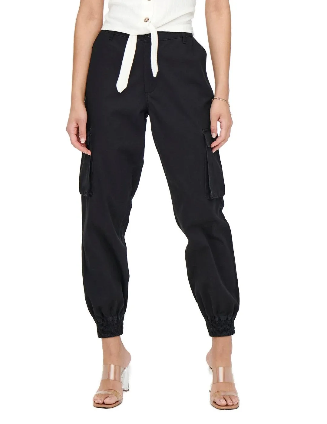 Pantalón Only Betsy negro cargo con cintura media de mujer