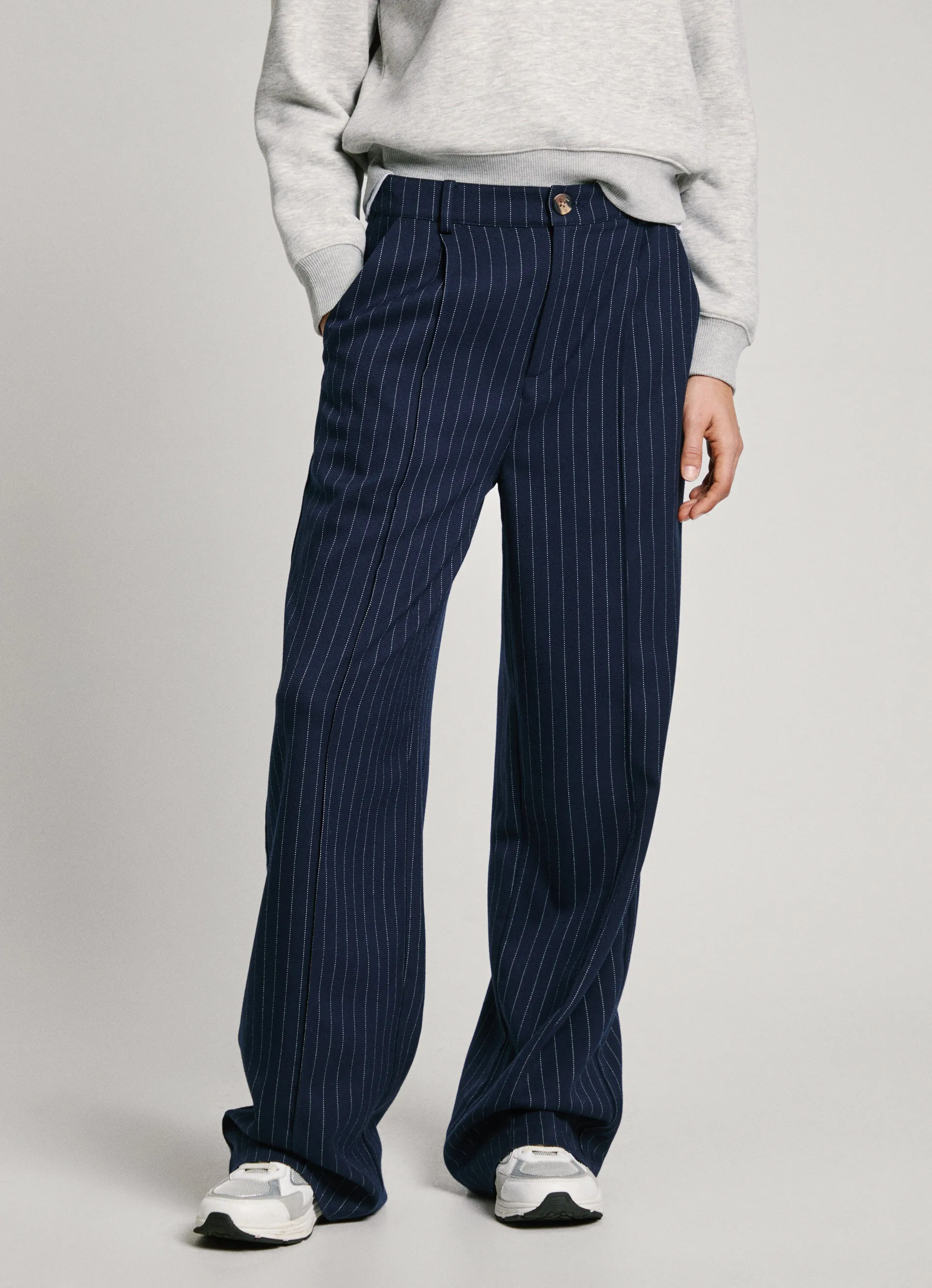 pantalón recto de rayas