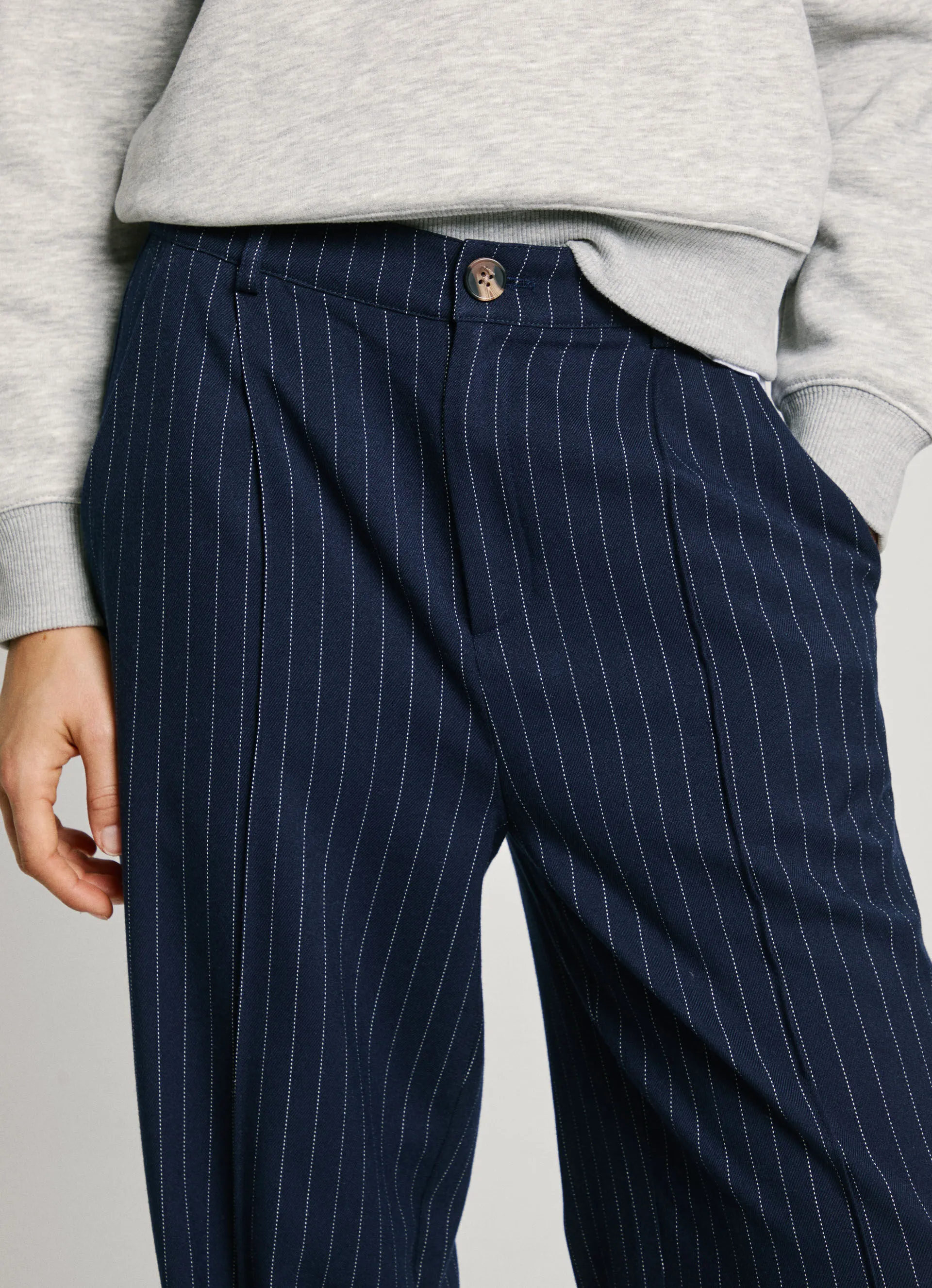 pantalón recto de rayas