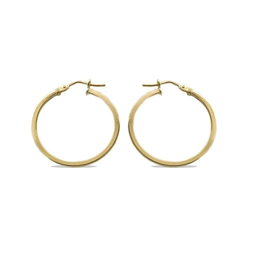 Pendientes de aro de oro 18k liso de 23 mm