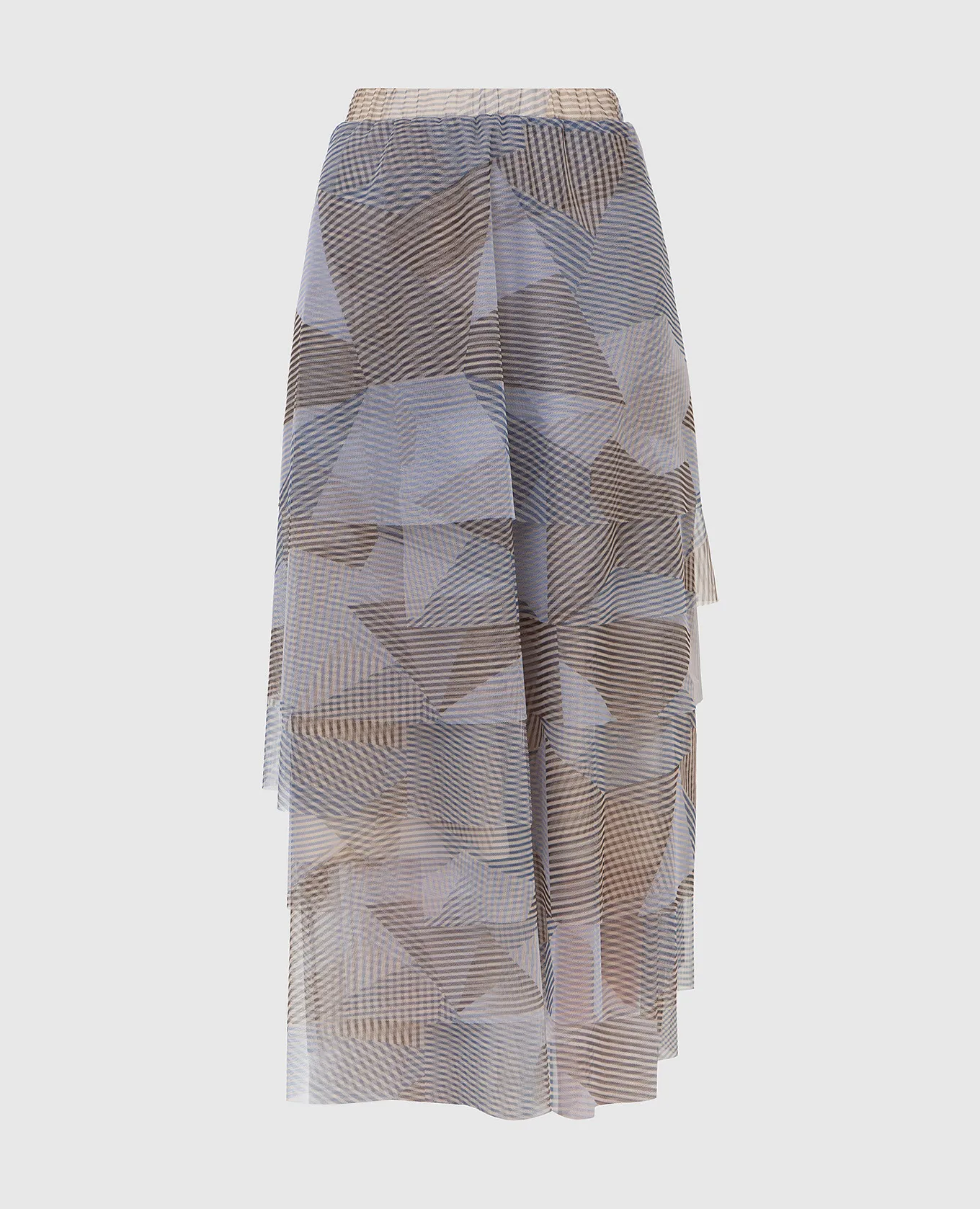 Peserico Geometric Print Tiered Skirt