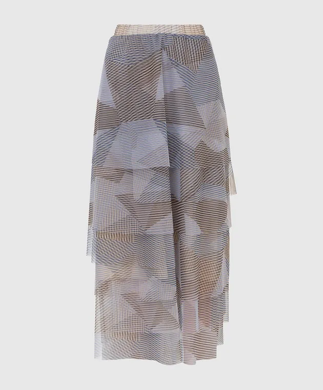 Peserico Geometric Print Tiered Skirt