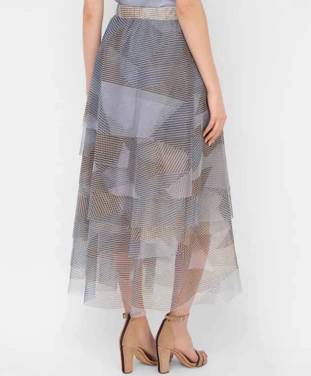 Peserico Geometric Print Tiered Skirt