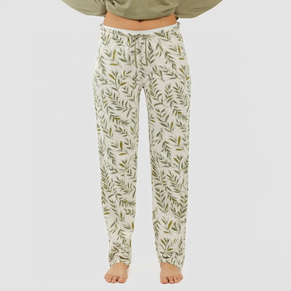 Pijama largo algodón Caliope verde caceria