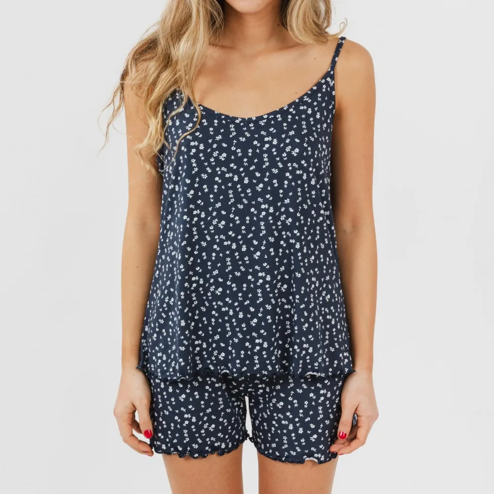 Pijama tirantes mujer soft Amalia azul marino