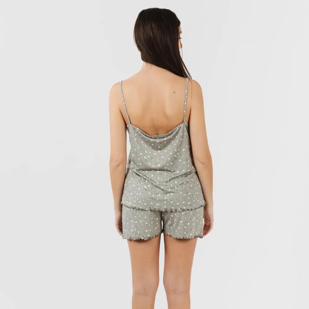 Pijama tirantes mujer soft Jana verde caceria