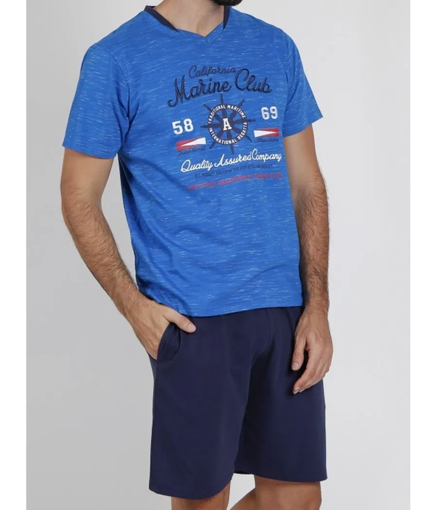 Pijama verano hombre Admas Marine club azul bolsillos algodón
