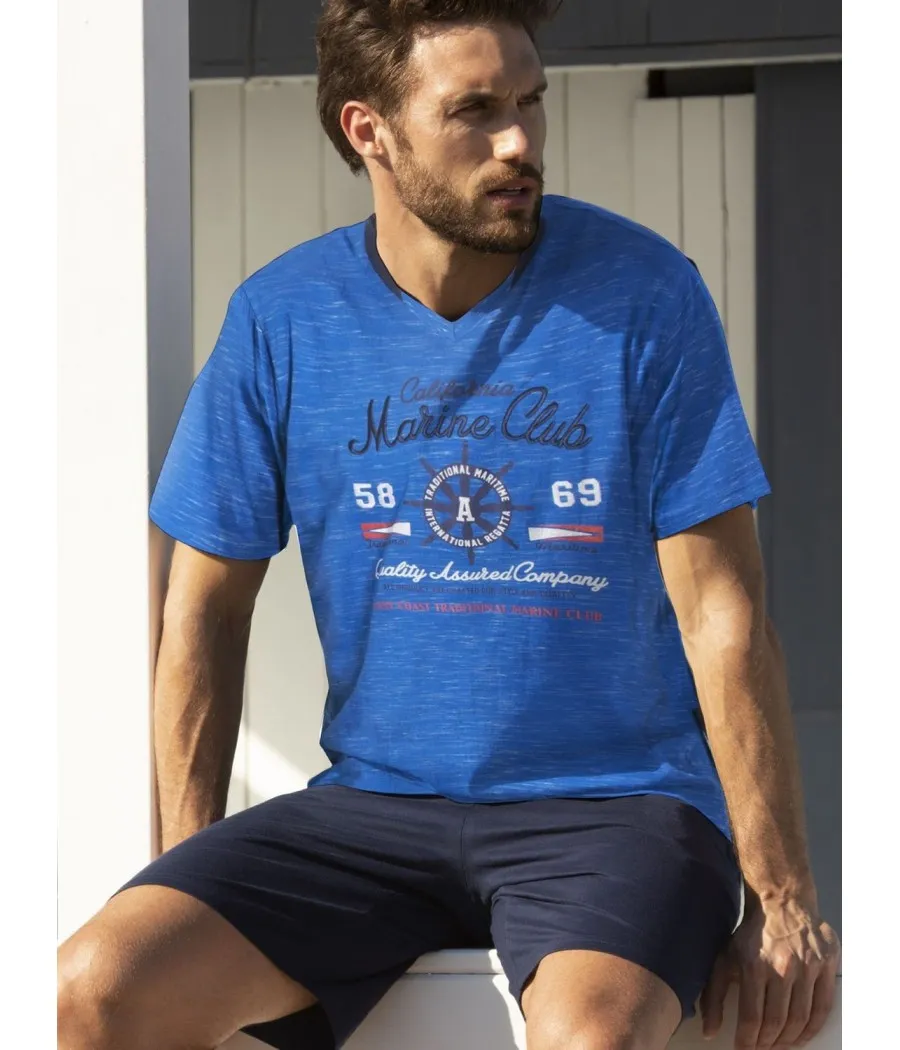 Pijama verano hombre Admas Marine club azul bolsillos algodón